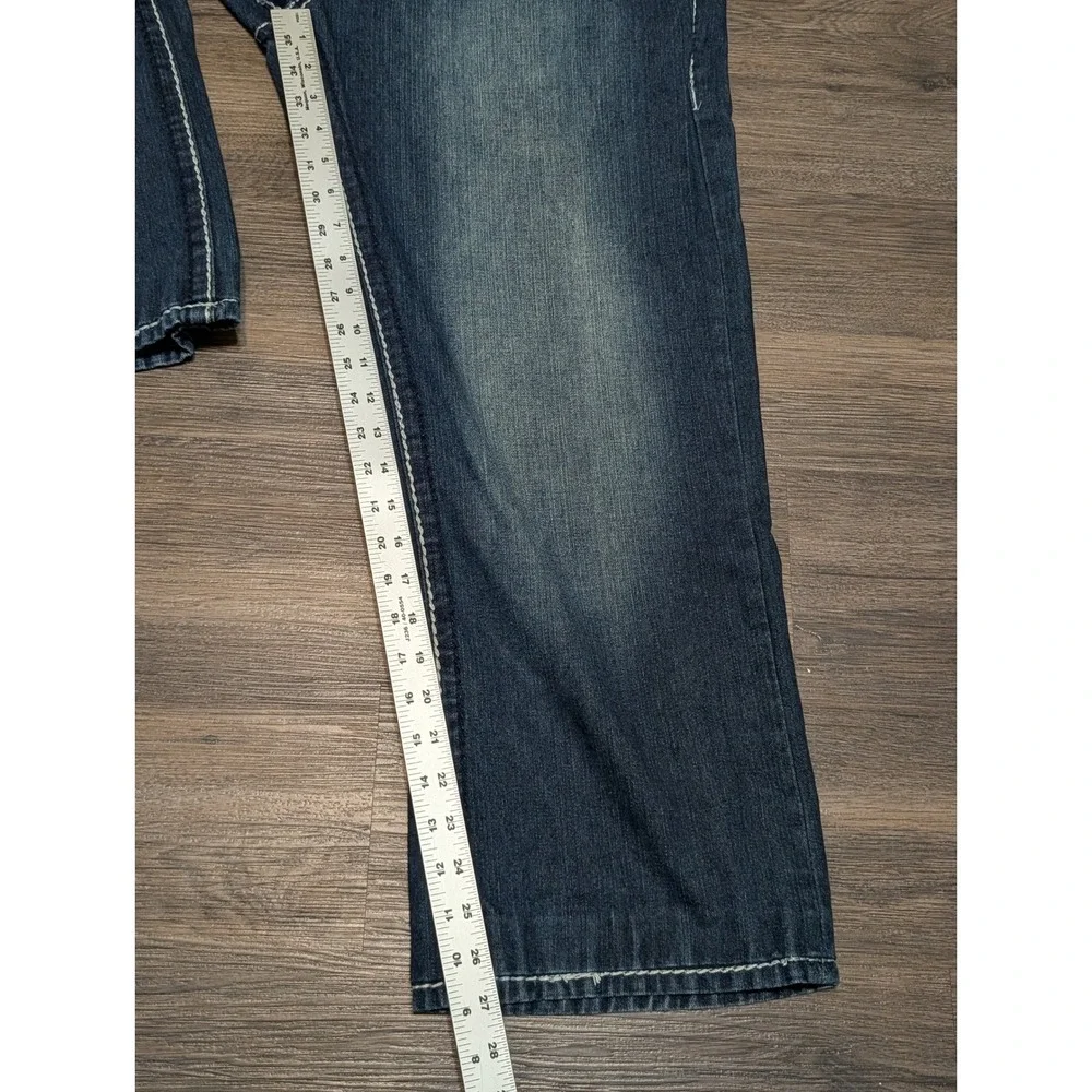 True Religion Ricky Giant Big T Jeans Mens‎ 38 Dark Wash Straight Leg USA Made